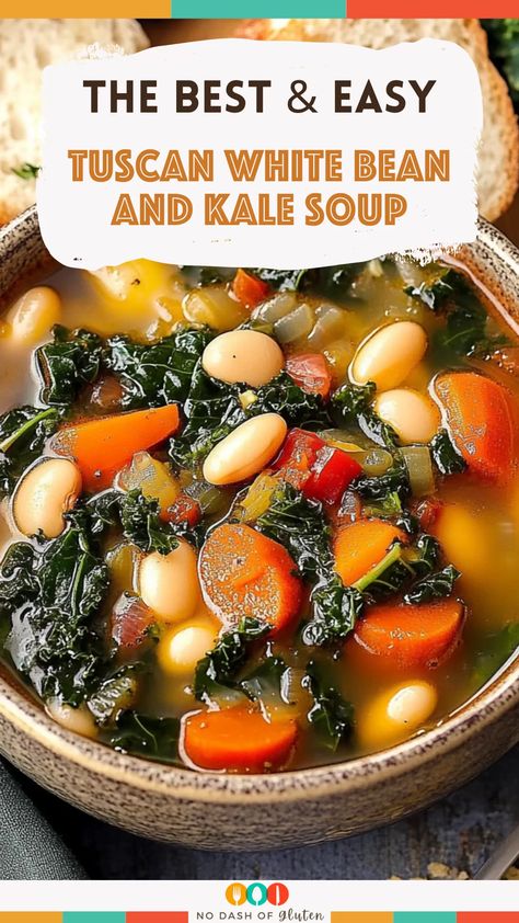 This Tuscan White Bean and Kale Soup is a cozy, hearty meal full of creamy cannellini beans, crispy bacon, and tender kale. It’s easy to make, packed with flavor, and perfect for chilly days. Serve with crusty bread for a complete meal that warms you up from the inside out. Save this recipe for your next comfort food craving! Kale And Cannellini Bean Soup, Bean And Kale Soup Recipes, Kale Crockpot Recipes, Tuscan White Bean Soup With Kale, Kale Soup Recipes Healthy, Soups With Kale, Kale White Bean Soup, White Bean And Kale Soup, Best Spaghetti Recipe