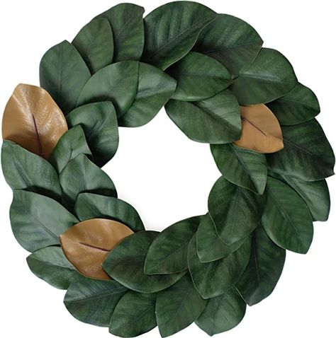 Amazon.com: Idyllic Flora Wreath, Artificial Magnolia Leaf Grapevine Wreath, 17 Inches for Wedding Wall Decoration,Green : Everything Else Artificial Magnolia, Magnolia Leaf Wreath, Magnolia Leaf, Wedding Wall Decorations, Wedding Wall, Greenery Garland, Magnolia Leaves, Artificial Wreath, Leaf Wreath