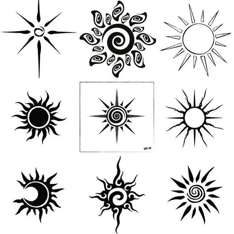 Cute Spiritual Tattoos, Artistic Sun Tattoo, Creative Sun Tattoo, Sun And Moon Tattoos, Stammestattoo Designs, Tattoo Sonne, Tato Minimal, Sun Tattoo Designs, Sun Drawing