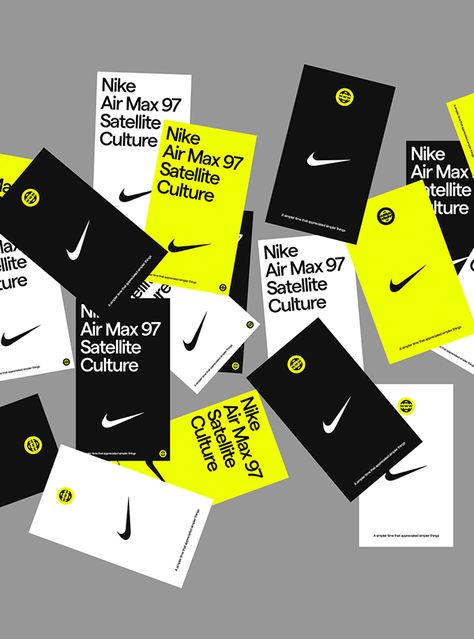 Hang Tag Design, Nike Max, Box Packaging Design, Tag Design, Website Branding, Nike Air Max 97, Black And Yellow, Brand Identity Design, Graphic Design Posters