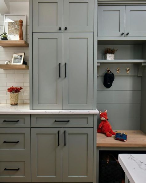 Farrow & Ball Pigeon Kitchen Cabinets - Interiors By Color Pigeon Kitchen, Farrow Ball Pigeon, Farrow And Ball Kitchen, Cabinets Ikea, Kitchen Cabinet Interior, Cabinets Gray, Cabinets Colors, Coventry Gray, Kitchen Gray