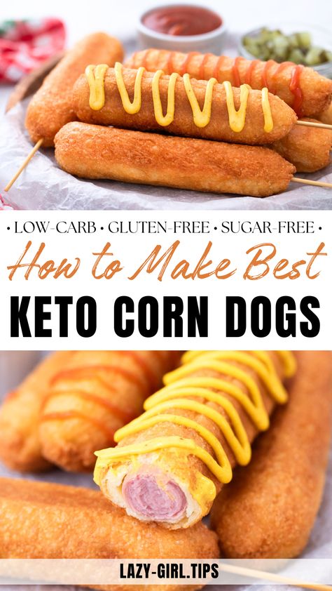 Keto Corn Dogs: A Crispy and Delicious Low Carb Snack Keto Corn Dogs, Keto Sandwiches, Corn Dog Recipe, Low Carb Muffin Recipes, Burgers Recipes, Corndog Recipe, Banting Recipes, Keto Healthy, Low Carb Muffins