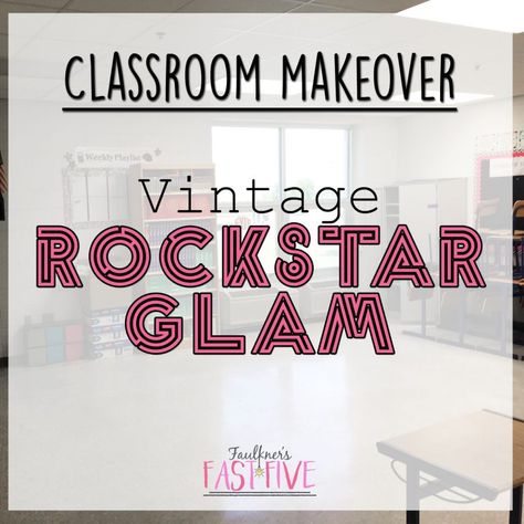 Vintage Rock Star Glam Secondary Classroom Decor for Back to School - Faulkner's Fast Five High School Music Classroom, Secondary Classroom Decor, Business Education Classroom, Rock Star Theme, Music Classroom Decor, Stars Classroom, High School Music, Classroom Decor High School, Classroom Tour