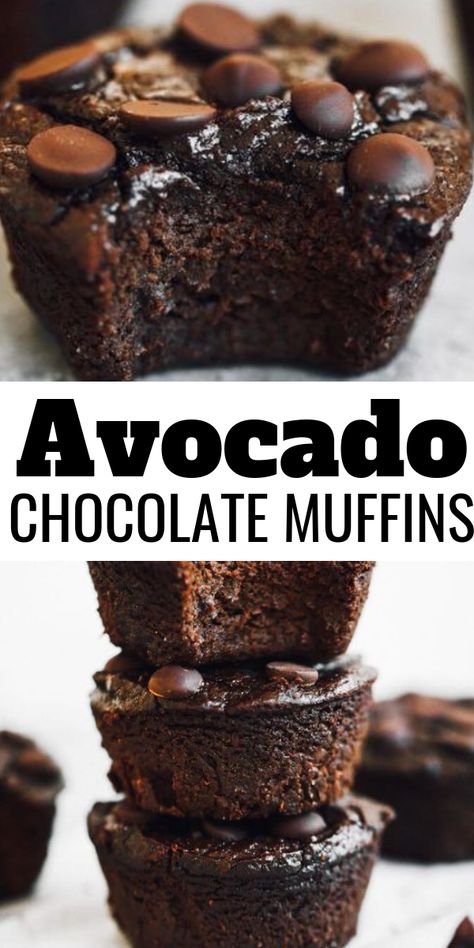 Paleo Chocolate Muffins, Chocolate Avocado Muffins, Avocado Muffins, Glutenfri Baking, Chocolate Avocado, Paleo Chocolate, Healthy Sweets Recipes, Healthy Muffins, Chocolate Muffins