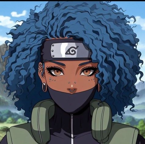 Animated Black Characters, Stylized Cartoon Art, Mixed Anime Pfp, Anime Black Girlies, Anime Afro Hair, Black Naruto Characters, Black Anime Girlies, Black Anime Characters Dreads, Black Anime Pfps