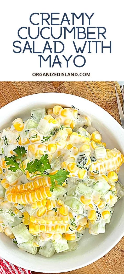 Mexican Cucumber Salad, Cucumber Salad With Mayo, Salad Supreme Pasta Salad, Corn And Cucumber Salad Recipe, Picnic Salad Recipes, Picnic Salad, Creamed Cucumbers, Asian Cucumber Salad, Creamy Cucumber Salad