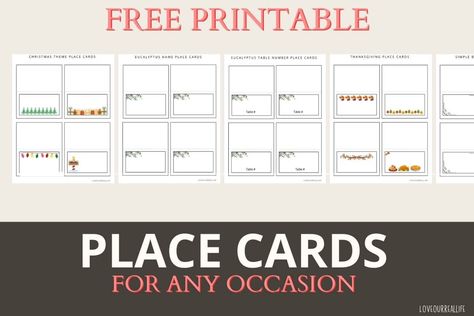 Free Place Card Printable Templates - For Any Occasion ⋆ Love Our Real Life Card Printable Templates, Christmas Boarders, Pta Ideas, Shape Coloring Pages, Free Thanksgiving Printables, Printable Place Cards, Christmas Place Cards, Thanksgiving 2024, Thanksgiving Place Cards