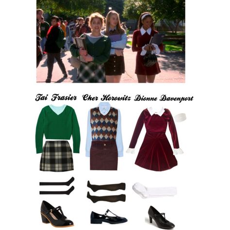 Cher Tai Dionne // Clueless by gabbb-p on Polyvore featuring Equipment, J.Crew, ASOS, Vero Moda, Closed, A DÃ©tacher, Dorothy Perkins, Office, ECCO and Forever 21 Tai Clueless Costume, Tai Clueless Outfits, Clueless Costume Ideas, Dionne Clueless Outfits, Dionne Clueless, Zombie Couple Costume, Clueless Costume, Cher And Dionne, Clueless Halloween Costume