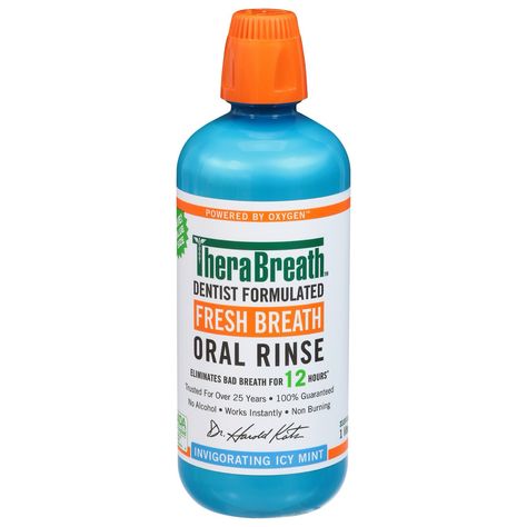 Bad breath is nothing to be ashamed of...everyone gets it! ADA accepted TheraBreath Fresh Breath Mouthwash has been fighting bad breath for over 25 years. When used as directed, it's clinically shown to fight bad breath for 24 hours when used every 12 hours after brushing and flossing. This alcohol-free mouthwash doesn't burn or irritate, and the oxygenating compound that fights bad breath starts working instantly. Good Mouthwash, Mouthwash Therabreath, Thera Breath Mouthwash, Smart Mouth Mouthwash, Mouth Care, Alcohol Free Mouthwash, Best Mouthwash, Mouth Wash, Bad Breath Remedy