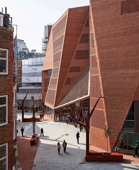 London School Of Economics, London Architecture, Student Center, Brick Architecture, Renzo Piano, Architectural Photographers, Brick Facade, Commercial Architecture, Van Der Rohe