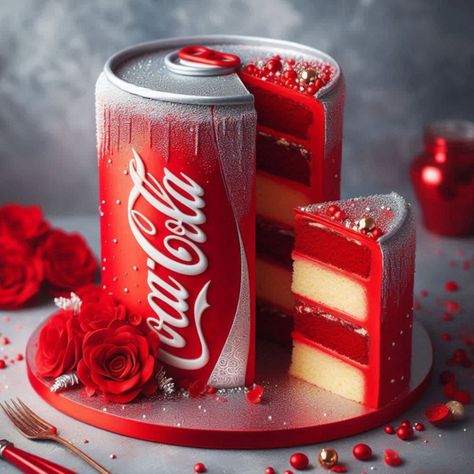 Royal Birthday Cake, Coca Cola Illustration, Coke Cake, Apple Cake Pops, Candyland Cake, Coca Cola Cake, Cola Cake, Birthday Cake Decorating Ideas, Luxury Cake