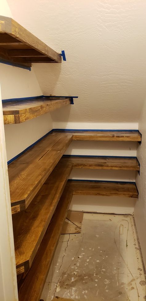 Pantry shelves Under Stairs Cupboard Storage, Shelves Under Stairs, Cabinet Under Stairs, Under Stairs Pantry, Room Under Stairs, Closet Under Stairs, Pantry Closet Design, Under Stair, Stairs Renovation