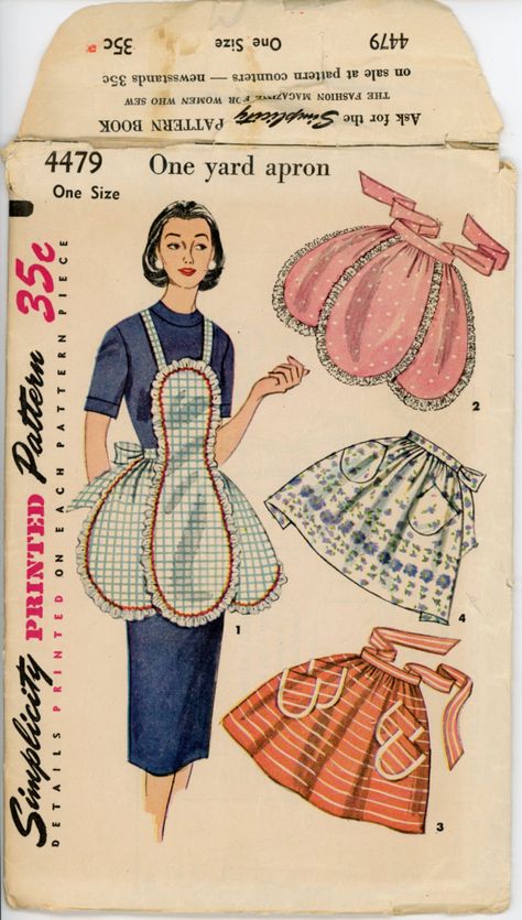 1950s Apron, Vintage Apron Pattern, Vintage Kitchen Accessories, Hostess Apron, Apron Sewing Pattern, Full Apron, Fabric Sewing Patterns, Retro Apron, Sewing Aprons