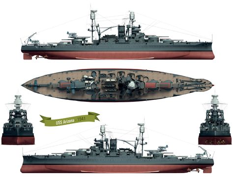 American Pennsylvania-class battleship USS Arizona in 1941 Uss Oklahoma, Us Battleships, Eden Design, Scale Model Ships, Uss Arizona, Pearl Harbor Attack, Ship Drawing, Model Reference, Pearl Harbor