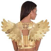 Metallic Wings, Wing Harness, Gold Harness, Home Halloween Costumes, Angel Halloween, Pixie Wings, Angel Halloween Costumes, Lace Costume, Club Look