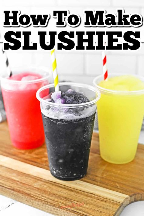 Beat the heat with a refreshing homemade slushie recipe that’s quick and easy to make. Follow these simple instructions and enjoy your DIY slushie in just a matter of 5 minutes! Using only four simple ingredients, including the ice, you’ll be able to create a delicious icy treat that’s perfect for any hot day. How To Make A Slushie, Blender Slushies, How To Make Slushies, Homemade Slushie, Slushies At Home, Healthy Desserts For Kids, Frozen Drink Recipes, Slushie Recipe, Frozen Drink