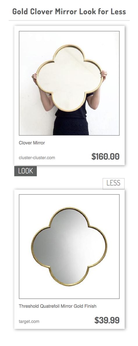 Clover Mirror vs Threshold Quatrefoil Mirror Gold Finish Clover Mirror, Quatrefoil Mirror, Leaf Mirror, Dnevna Soba, Shaped Mirror, Room Stuff, Mirror Gold, Shopping Coupons, Mirror Mirror