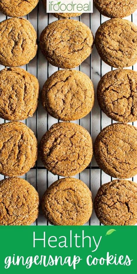 Healthy Gingersnap Cookies are made with a handful of pantry staples, warming spices, and no chilling time! Easy swaps for healthier ingredients only enhance the classic flavours and holiday spirit of these cookies! Healthy Ginger Snaps, Soft Gingersnap Cookies, Cookies Soft And Chewy, Ginger Snap Cookies Recipe, Easy Swaps, Gingersnap Cookies, Cookies Soft, Crispy Cookies, Sugar Free Cookies