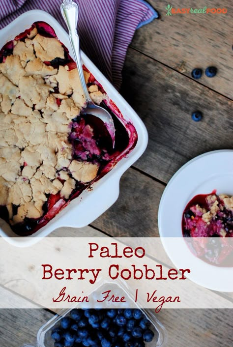 Paleo Berry Cobbler, Vegan Cobbler, Healthy Paleo Desserts, Nut Free Desserts, Healthy Vegan Dessert, Easy Paleo Recipes, Cobbler Topping, Aip Desserts, Grain Free Desserts