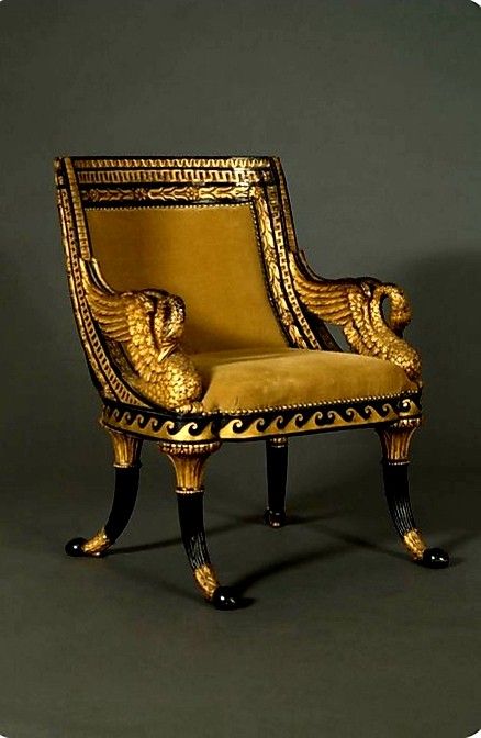 De inspiración egipcia Egyptian Furniture, Gilded Furniture, Empire Furniture, Classical Furniture, Laurel Leaf, Luxury Chairs, Carved Furniture, Fantastic Furniture, Antique Chairs