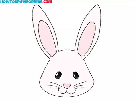 How to Draw a Bunny Face Step by Step - Drawing Tutorial How To Draw A Bunny Face, Bunny Face Drawing, Rabbit Face Drawing, Drawing A Rabbit Step By Step, How To Draw A Cartoon Bunny Step By Step, Rabbit Face Drawing Simple, Rabbit Drawing Easy, Harry The Bunny, Rabbit Drawing