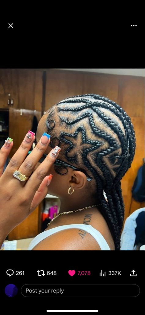 Star stich braids inspo black girl hair inspo black girl braids Braids Inspo Black, Hair Inspo Black, Teen's Hairstyles, Weave Hairstyles Braided, Feed In Braids Hairstyles, Hair Catalog, Braided Cornrow Hairstyles, Cute Box Braids Hairstyles, Braided Hairstyles For Teens