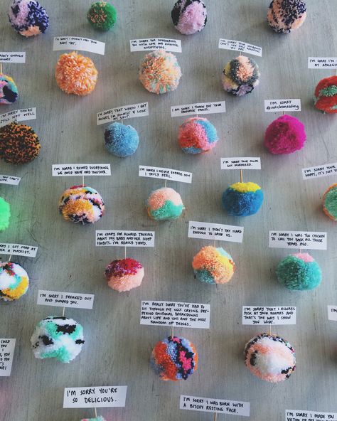 Artist Makes Apologizing Cool Again With Fluffy Pompoms Yarn Pom Pom, She Sells Seashells, Women Encouragement, Yarn Ball, Inspirational Images, Textile Artists, Gem Stone, Yarn Crafts, Pom Poms