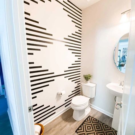 10 Small Bathroom Décor Ideas | The Family Handyman Washi Tape Wall Decor, Washi Tape Wall Art, Washi Tape Wall, Tape Wall Art, Airbnb Decor, Tape Wall, Bathroom Accent Wall, Bathroom Accents, Diy Accent Wall