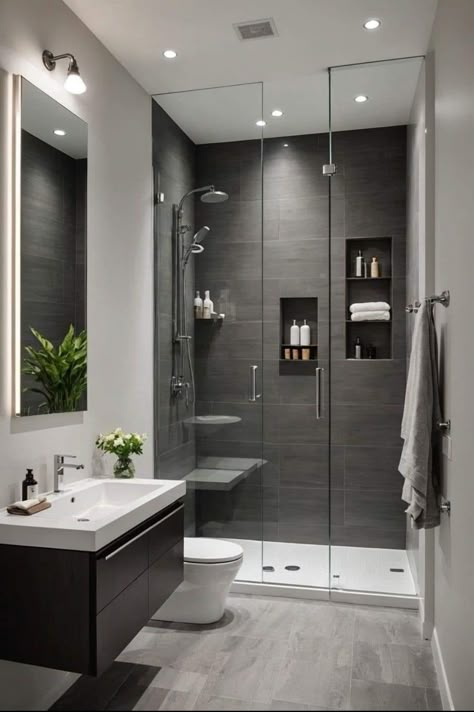 Small Powder Bathroom, Toilet And Bathroom Design, Bathroom Design Styles, Bathroom Interior Design Modern, Small Bathroom Interior, Full Bathroom Remodel, Small Bathroom Renovations, Powder Bathroom, Bathroom Design Layout