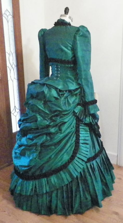 Victorian Bustle Dress, Steampunk Dress, Bustle Dress, Wedding Dress, 18th Century Dress, 1800s Dress, Vampire Interview Dress, handmade Teal Victorian Dress, Victorian Dress Green, Dresses From The 1800s, Green Victorian Dress, 1800 Dress, 1880s Dress, Bustle Dresses, Victorian Bustle Dress, Victorian Style Wedding Dress