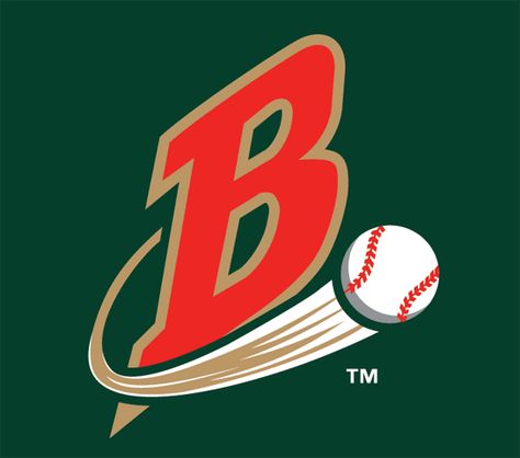 Buffalo Bisons Cap Logo (2004) - (Home) A red B with a baseball underneath on green Buffalo Bisons Baseball, Baseball Team Logo Design, Ps5 Cover, B Logo Design, Baseball Logo, Cap Logo, Sport Logo Design, Minor League Baseball, Logo Baseball