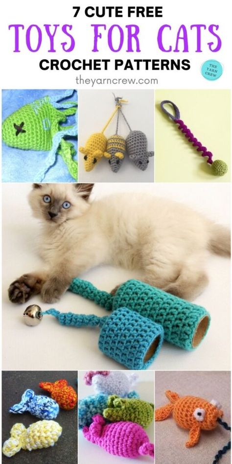 Crocheted Cat Toys Free Pattern, Catnip Crochet Toy, Cat Nip Toys Diy Crochet, Free Crochet Cat Toy Patterns, Cat Toys Crochet Pattern Free, Cat Crochet Toys, Crochet Catnip Toys Free Pattern, Crochet Projects For Pets, Diy Cat Enrichment Toys