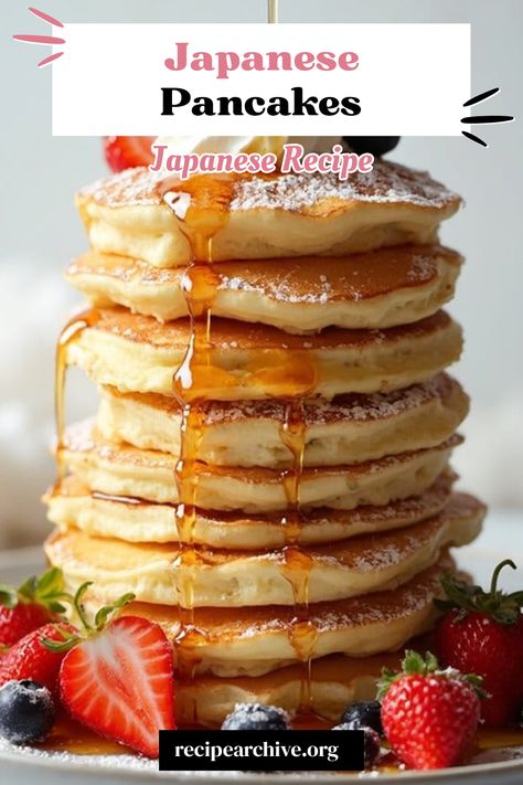 Japanese Pancakes Thick Fluffy Pancakes, Traditional Japanese Breakfast, Japanese Breakfast Traditional, Yakitori Skewers, Whipped Egg Whites, Tasteful Recipes, Korean Pancake, Japanese Breakfast, Dashi Broth