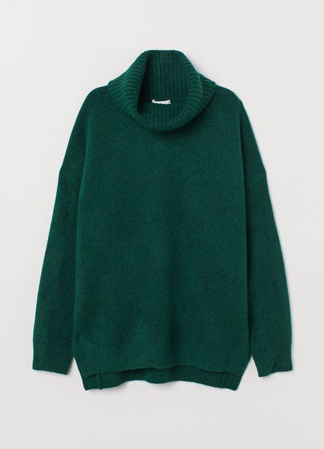 H&M Knit Cowl-Neck Sweater Dark Green Sweater, Loose Knit Sweaters, Steve Harrington, Knit Cowl, Hooded Shirt, Cardigan Sweaters For Women, Warm Outfits, Cowl Neck Sweater, Girls Fashion Clothes