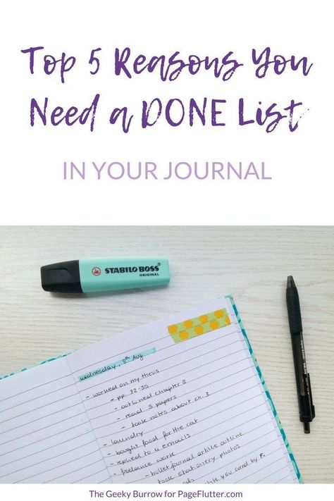 Do you keep a DONE list? This reverse TO-DO list is a great addition to your planning routine! #BulletJournal #planneraddict #productivity Done List, Aesthetic Planners, Cute Daily Planner, Planning Routine, Aesthetic Planner, Planner Apps, Bullet Journal Hacks, Stabilo Boss, Agenda Planner