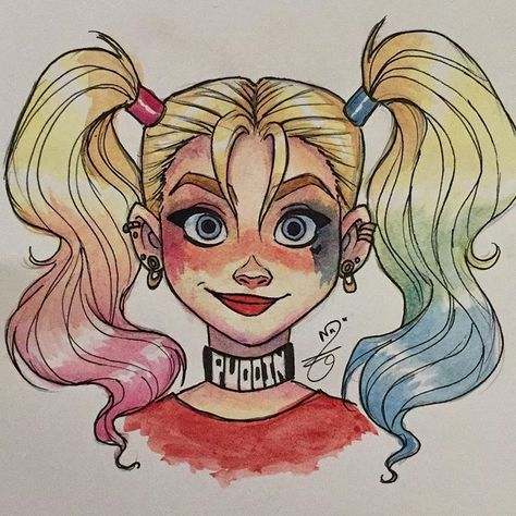 رسم كاريكاتير, Harley Quinn Drawing, Arte Doodle, Harley Quinn Artwork, Harley Quinn Comic, Girl Drawing Sketches, Disney Art Drawings, Harley Quinn Art, Girly Drawings