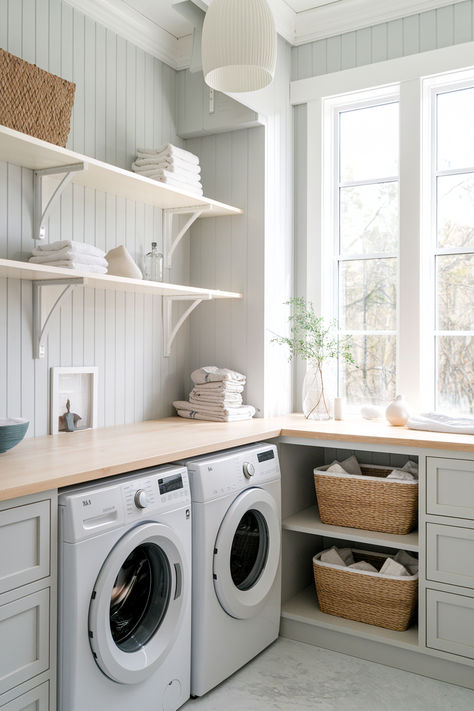 Functional and Beautiful Laundry Room Ideas Landry Room, Functional Laundry Room, Washing Room, White Laundry Rooms, Washing And Drying Machine, Compact Laundry, White Laundry, Laundry Essentials, Modern Laundry Rooms