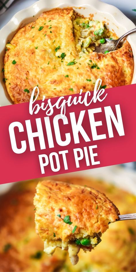 Bisquick Chicken Pot Pie Recipe, Bisquick Pot Pie Recipe, Bisquick Chicken Pot Pie, Bisquick Dumplings, Biscuit Chicken Pot Pie, Bisquick Chicken, Easy Chicken Pot Pie Recipe, Pot Pie Casserole, Chicken Pot Pie Casserole