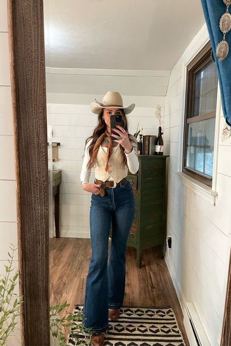 2 curated on LTK Cute Western Fashion Outfits, Country Style Wardrobe, Barnwarming Outfits, Cowboy Hat Outfit Woman Winter, Women Pearl Snap Outfit, Western Outfits Women Cold Weather, Western Outfits Women Pictures, Cowgirl Riding Outfits, Cute Country Winter Outfits