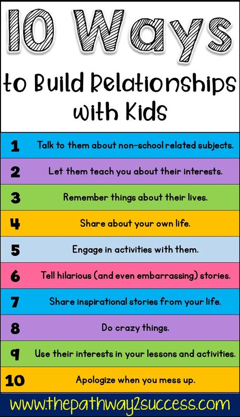 Relationship-building with kids and young adults is so important! Read up on 10 ways you can build relationships with kids to help them learn! #kids #sel #socialemotionallearning #relationships #pathway2success