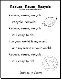 "Reduce, Reuse, Recycle" song to the tune of "The More We Get Together" Earth Day Song, Recycling For Kids, Earth Week, Classroom Songs, Earth Day Crafts, Earth Day Activities, Spring Preschool, Creative Curriculum, Preschool Songs