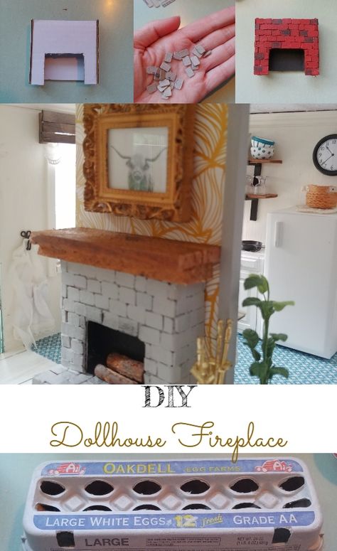 DIY Dollhouse Fireplace Dollhouse Furniture Diy How To Make, Make Your Own Doll House Furniture, Diy Doll Fireplace, Dollhouse Diy Fireplace, Diy Miniature Fireplace, Diy Mouse House Furniture, Diy Barbie Fireplace, Doll House Fireplace Diy, How To Make Dollhouse Furniture