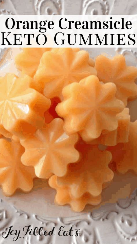 Keto Orange Creamsicle, Healthy Gummies, Thm Fp, Homemade Gummies, Low Carb Candy, Keto Gummies, Gummies Recipe, Postre Keto, Keto Candy