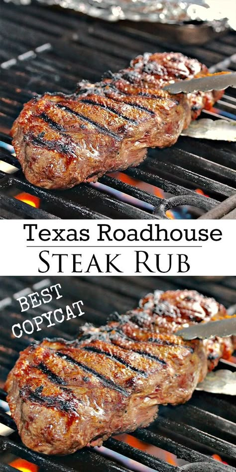 This is THE BEST Dry Steak Rub Recipe! It's an easy mix of spices and is perfect for grilling steak. #howtogrillsteak #steakdinnerideas #steakrecipes #steakseasoning #texasroadhouse #copycatrecipes Copycat Texas Roadhouse Steak, Best Steak Seasoning, Steak Rub Recipe, Texas Roadhouse Steak, Copycat Texas Roadhouse, Steak Rub, Steak Dishes, Steak Rubs, Dry Rub Recipes