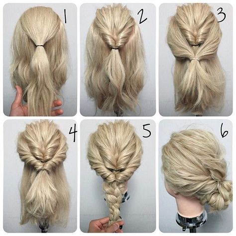 Cool Quick Updos For Long Thick Hair http://rnbjunkiex.tumblr.com/post/157432256917/beautiful-short-hairstyles-for-oval-faces-short Chignon Simple, Simple Wedding Hairstyles, Up Dos For Medium Hair, Hair Dos, Trendy Hairstyles, Hair Updos, Diy Hairstyles, Up Hairstyles, Hair Hacks