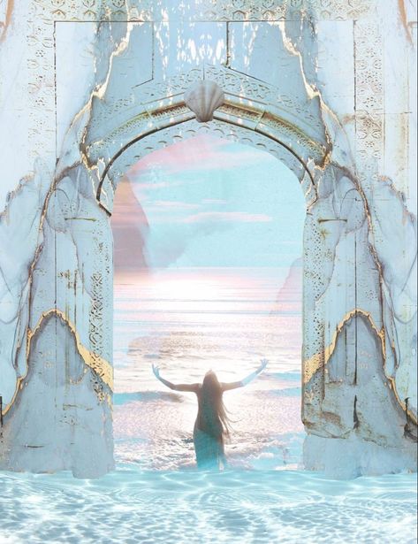 Spiritual Ocean Art, Ocean Dreams Oracle, Danielle Noel Art, Danielle Noel, Fantasy Art Landscapes, Spiritual Art, Fantasy Landscape, Divine Feminine, Fantasy World