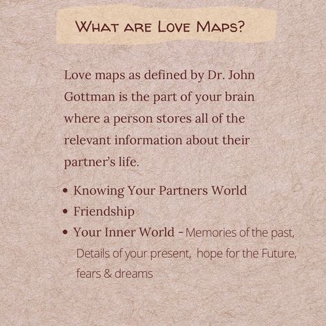 Gottman Institute Relationships, Dr Gottman Relationships, John Gottman Worksheets, Love Maps Gottman, Gottman Worksheets Love Map, Gottman Method Love Maps, Gottman Worksheets, Gottman Marriage, Couples Counseling Worksheets