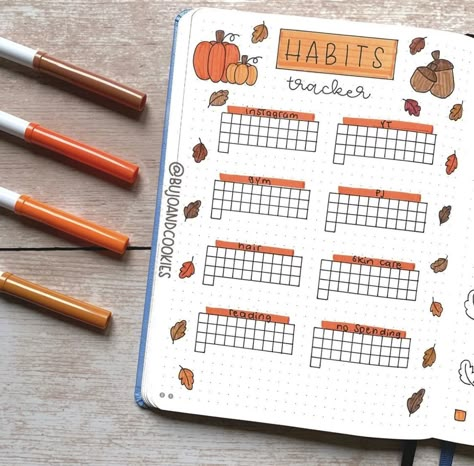 Bujo 2025, Autumn Bullet Journal, October Bullet Journal, Bullet Journal Lists, Bullet Journal 2024, Journal Weekly, Bullet Journal Setup, Habit Tracker Bullet Journal, Creating A Bullet Journal