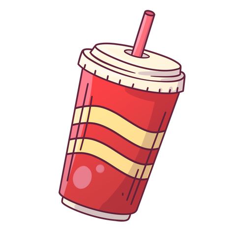 Cartoon Fast Food Drink Soda Soft Drink Illustration, Soda Cartoon, Soda Illustration, School Wall Art Ideas, Fast Food Drinks, Soda Cup, Soda Shop, Soda Drink, Drink Icon