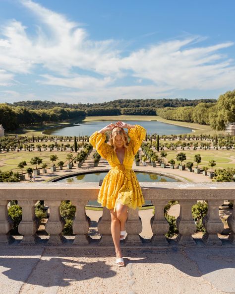 Yellow dress paris France mellowyellowpay female travel blog Paris Summer Pictures, Palace Of Versailles Poses, Versailles Palace Photo Ideas, Palace Of Versailles Picture Ideas, Palace Of Versailles Photo Ideas, Versailles Instagram Pictures, Versailles Pictures, Versailles Photoshoot, Versailles Photo Ideas